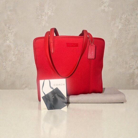 VTG Coach Neo Collection Tote 6206 Red Neoprene Leather Shoulder Bag 90s DR Made - Picture 2 of 12